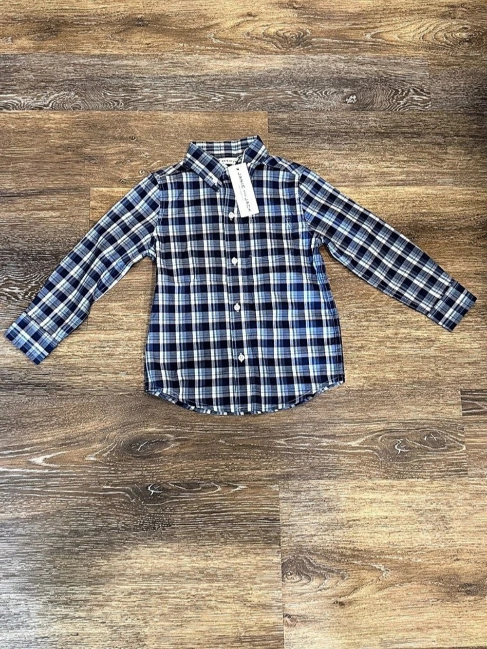 Janie and Jack The Plaid Shirt Boys 3T Blue & White Plaid Button Down